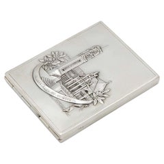 Rectangular matte silver cigarette case