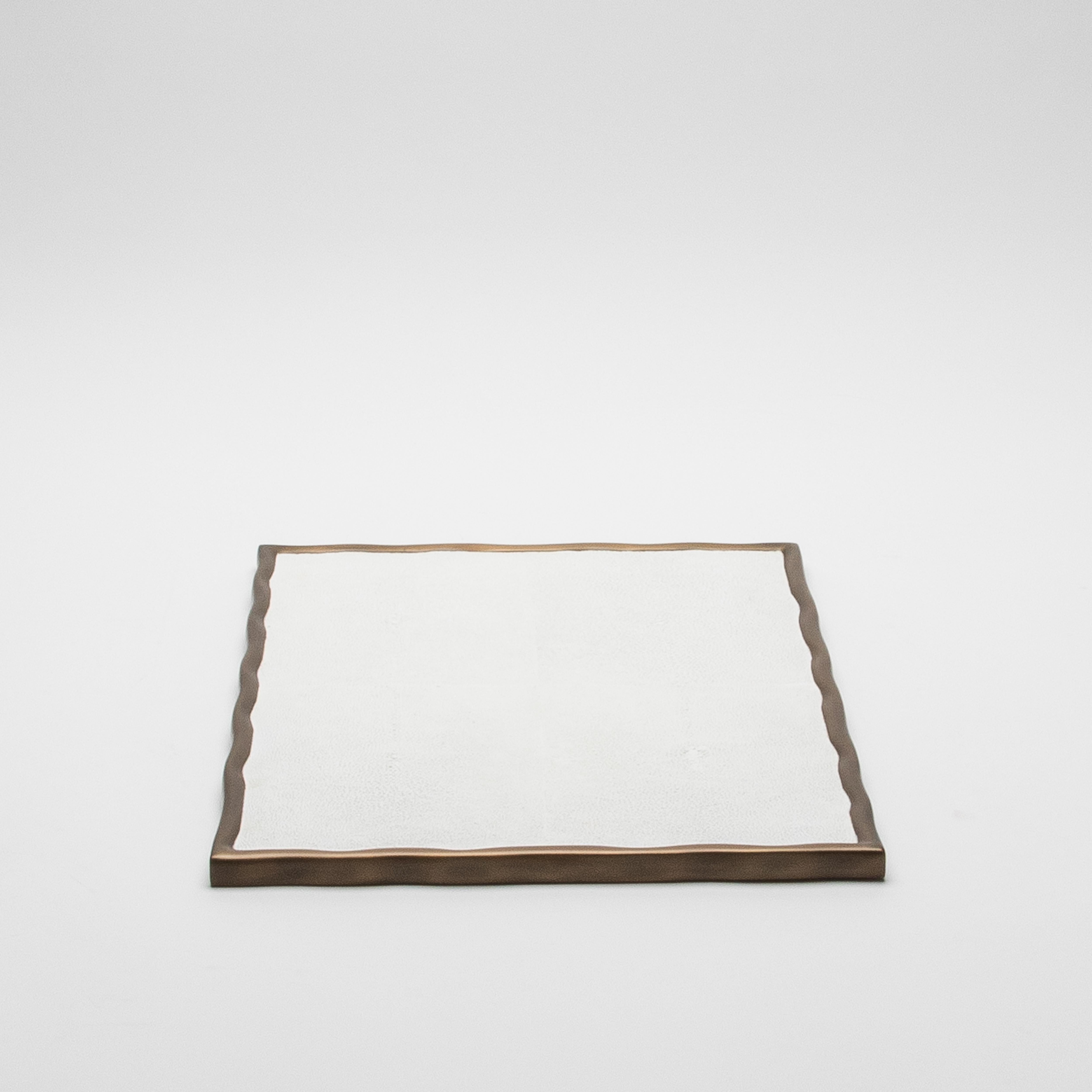 Philippine Rectangular Melting Tray in Shagreen with Bronze Patina Brass by R&Y Augousti For Sale