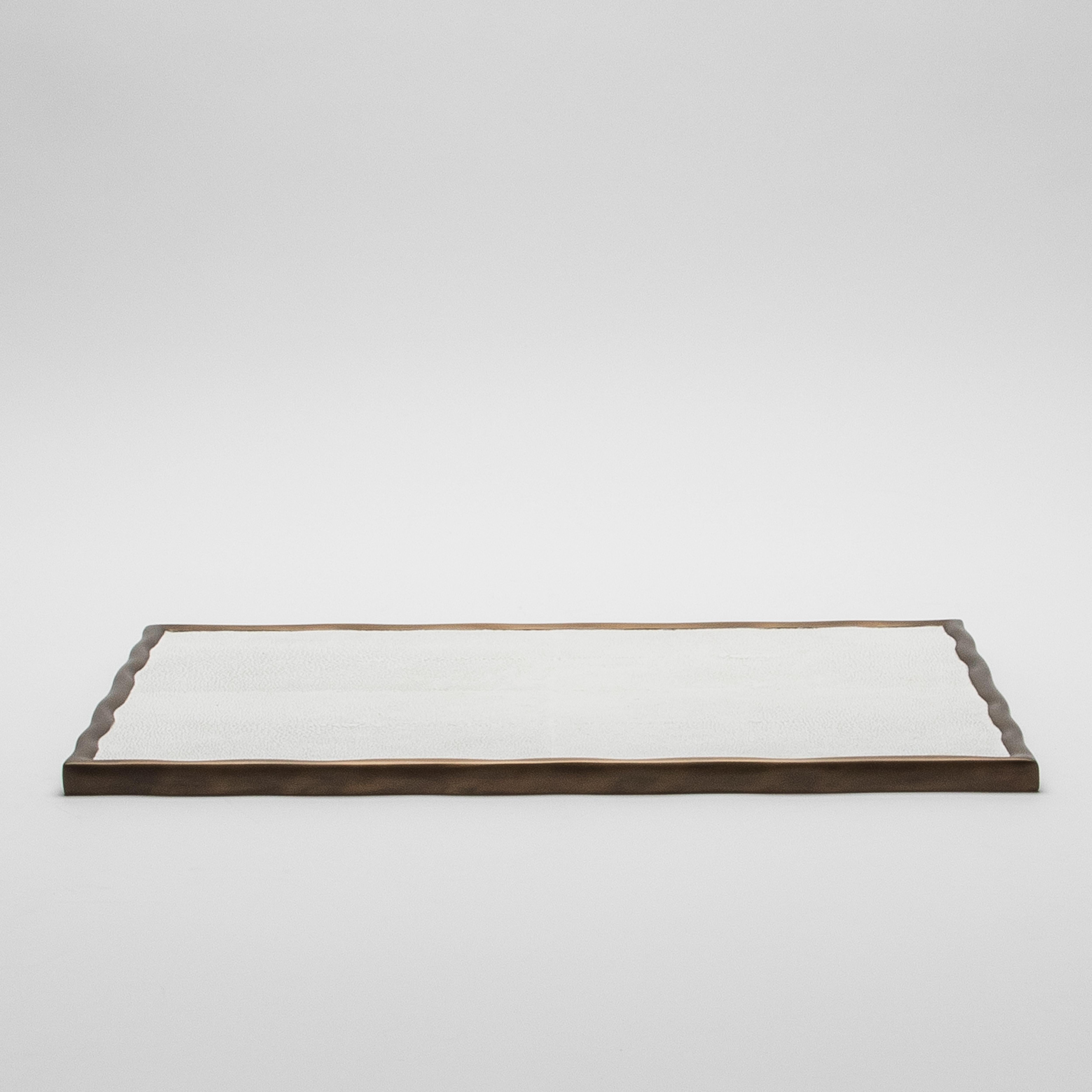 Rectangular Melting Tray in Shagreen with Bronze Patina Brass by R&Y Augousti In New Condition For Sale In West Hollywood, CA