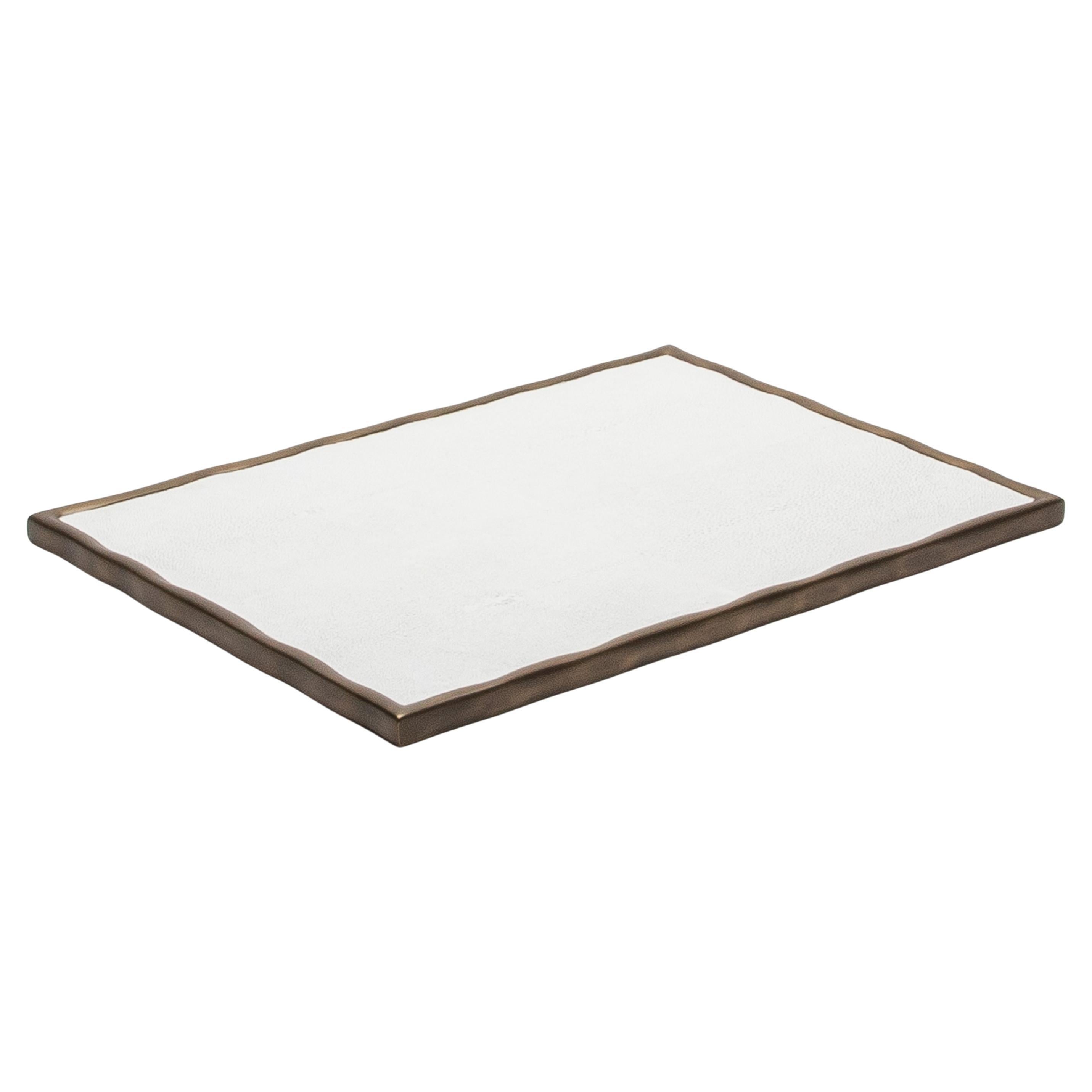 Rectangular Melting Tray in Shagreen with Bronze Patina Brass by R&Y Augousti