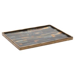Rectangular Melting Tray in Tiger Eye with Bronze Patina Brass by R&Y Augousti