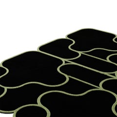 Modern Memphis Design Rectangular Shape Abstract Hand-Tufted Rug Black & Green