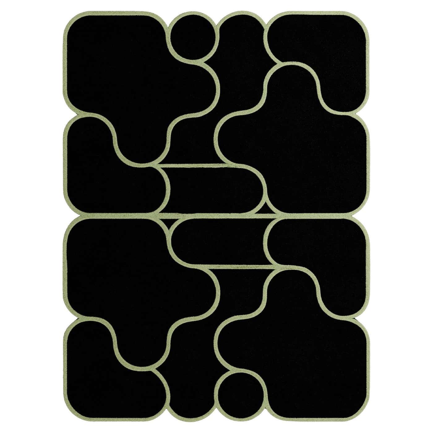 Modern Memphis Design Rectangular Shape Abstract Hand-Tufted Rug Black ...