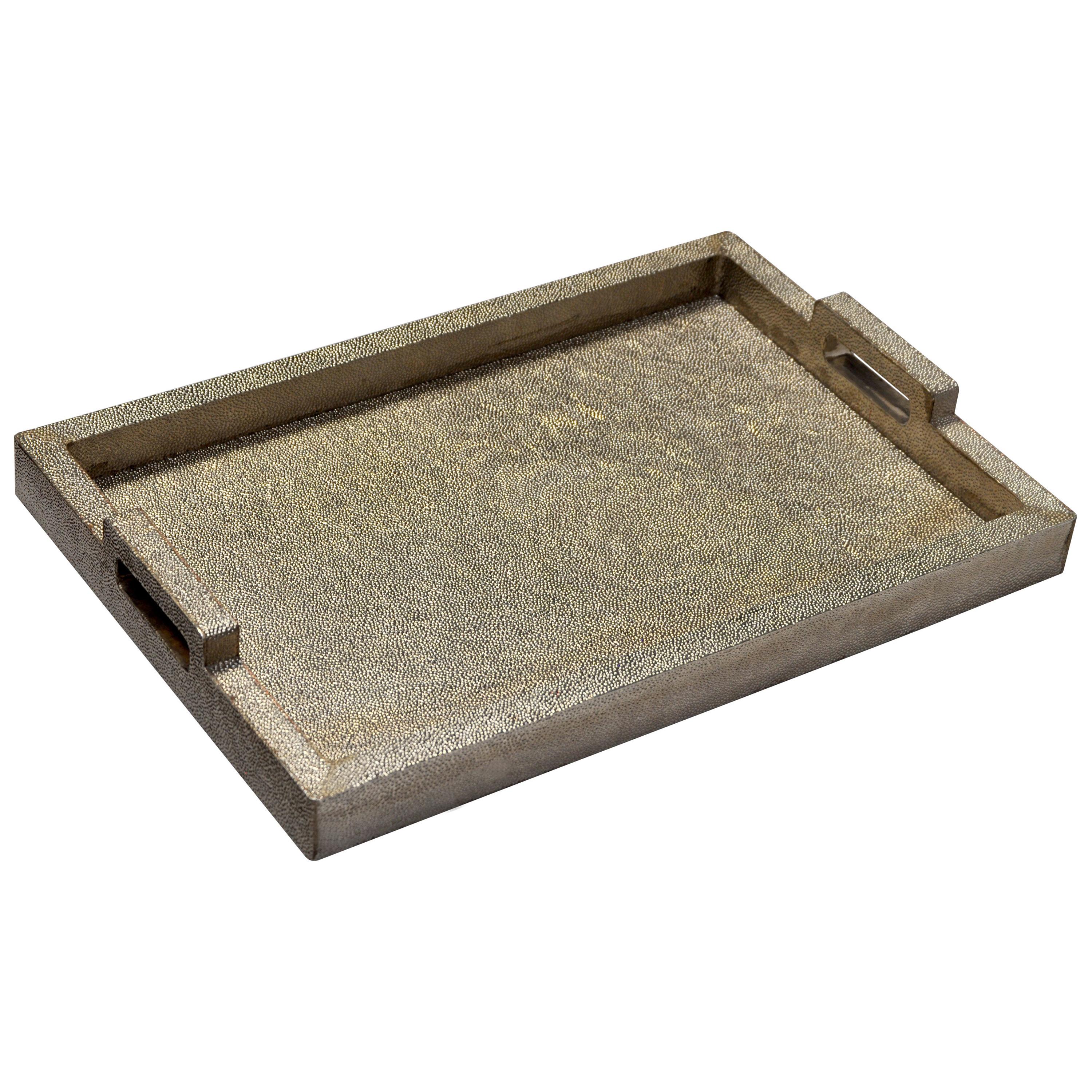 Rectangular Metal Tray in White Bronze Clad Over MDF by Stephanie Odegard