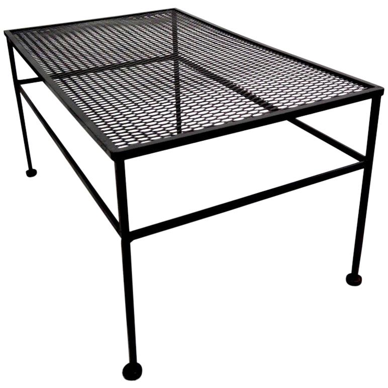 Rectangular Metal Patio Garden Table Attributed to Woodard
