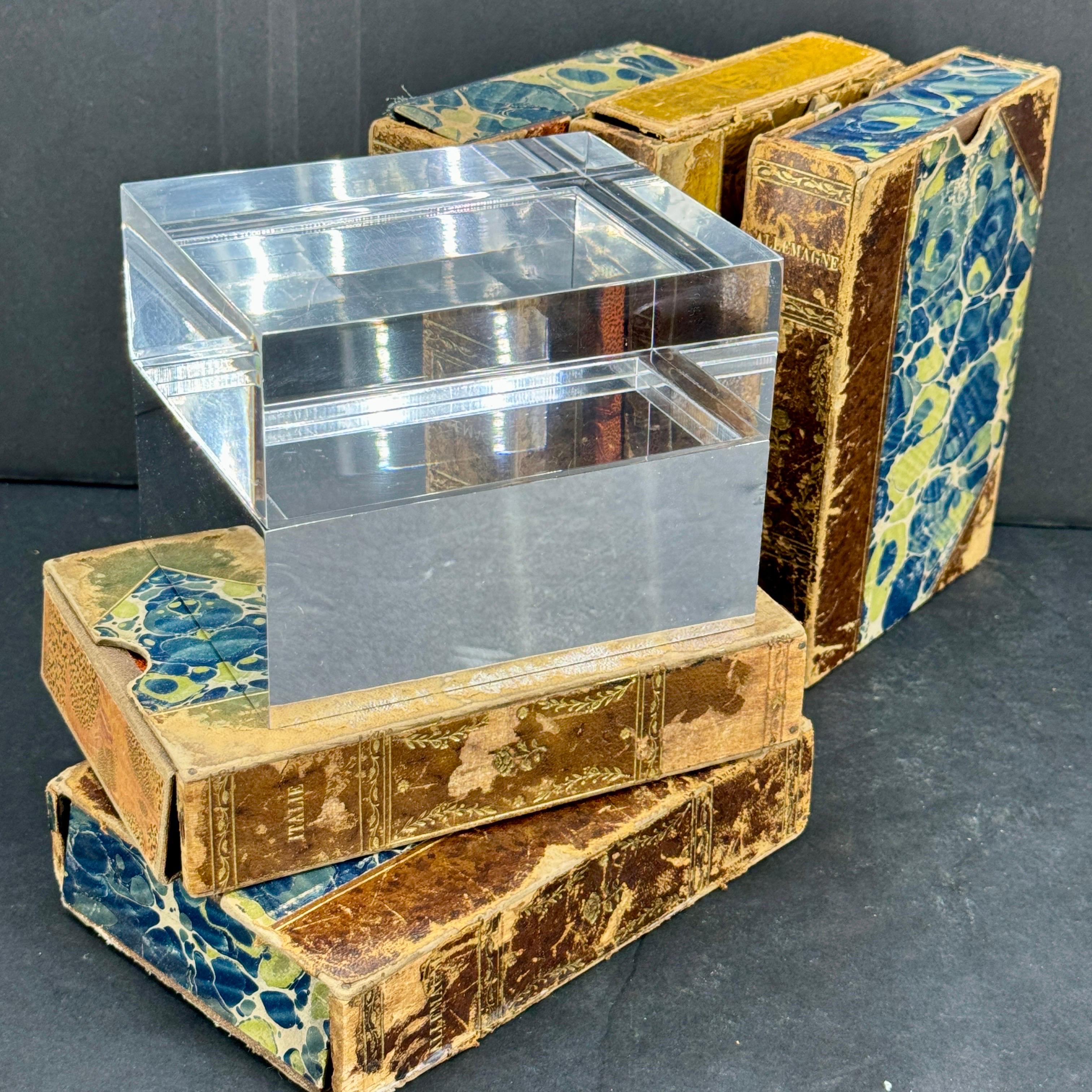 Rectangular Mid-Century Chrome Thick Lucite Box by Albrizzi For Sale 9