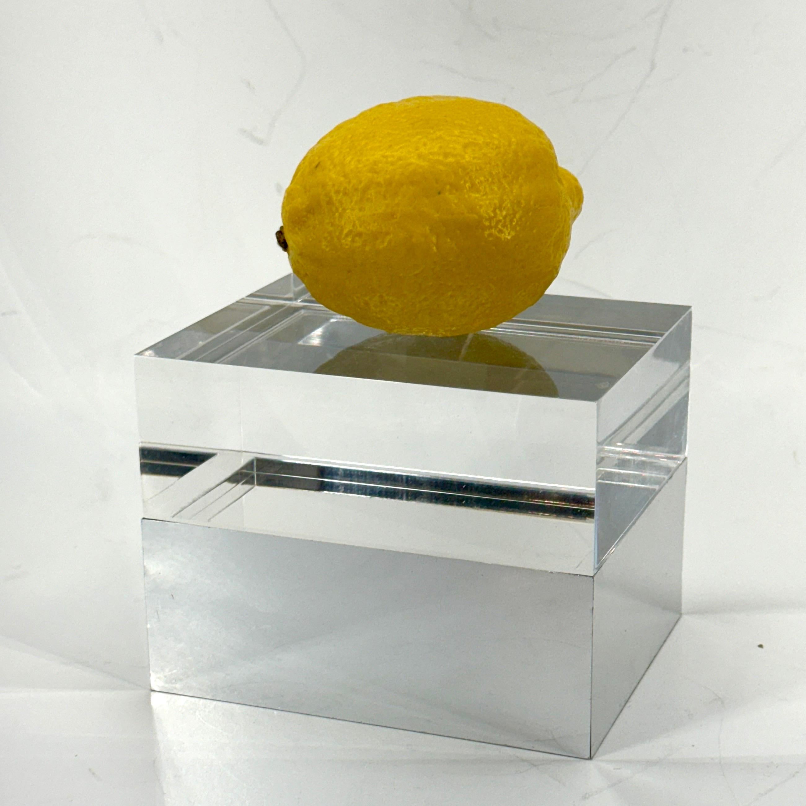 Rectangular Mid-Century Chrome Thick Lucite Box by Albrizzi For Sale 11