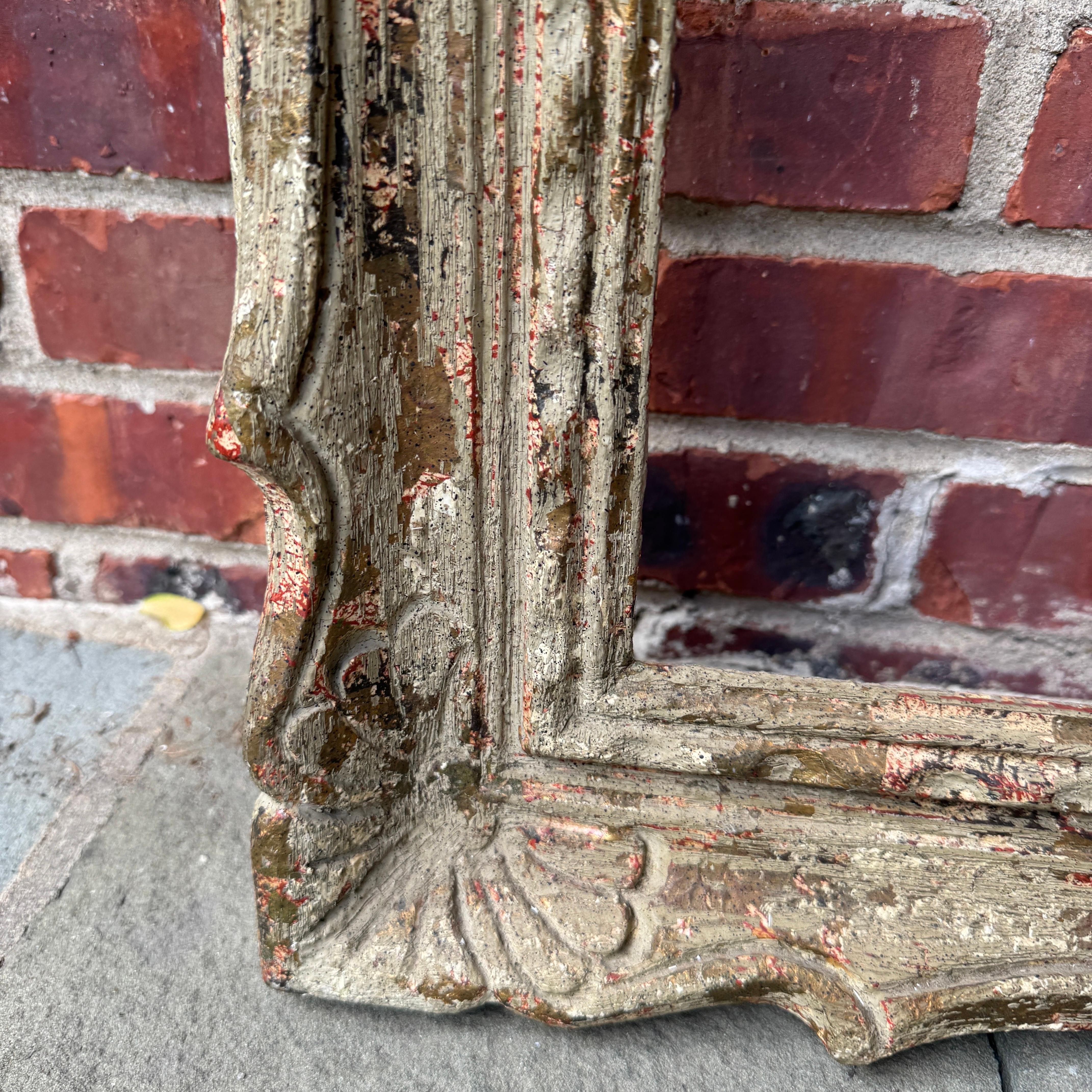 Mid-20th Century Rectangular Mid-Century Painted Hand-Carved Wood Art Frame For Sale