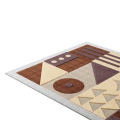 Modern Memphis Style Rectangular Geometric Hand-Tufted Rug Multicolor Beige