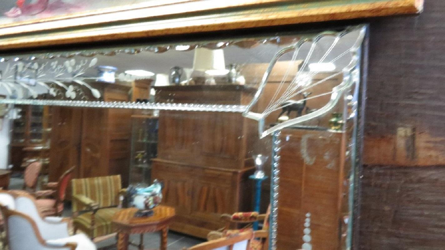 Rectangular Mid-Century Venetian Mirror with Delicate Decoration, France 1930s In Good Condition In Salzburg, AT