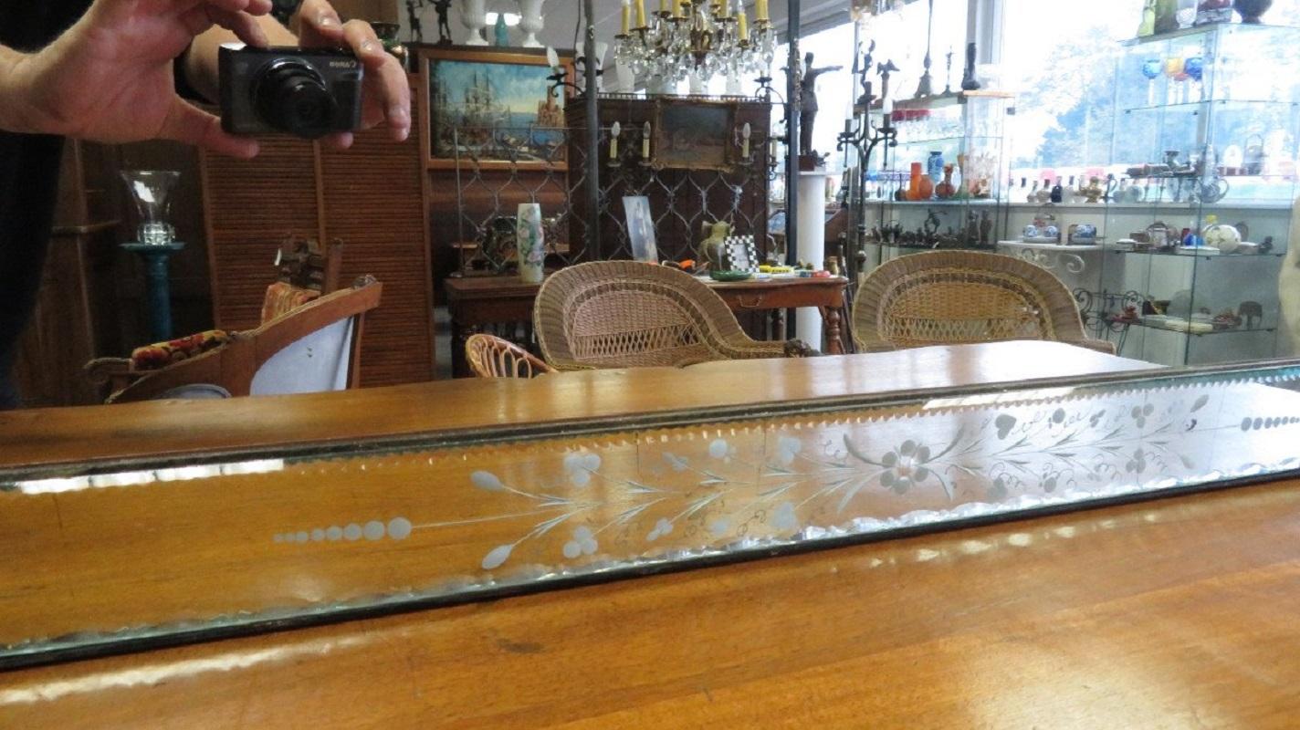 Mid-20th Century Rectangular Mid-Century Venetian Mirror with Delicate Decoration, France 1930s