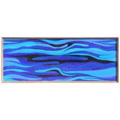 Rectangular Midcentury Large Panel in Blue Black Enamelled Metal 1950s Siva