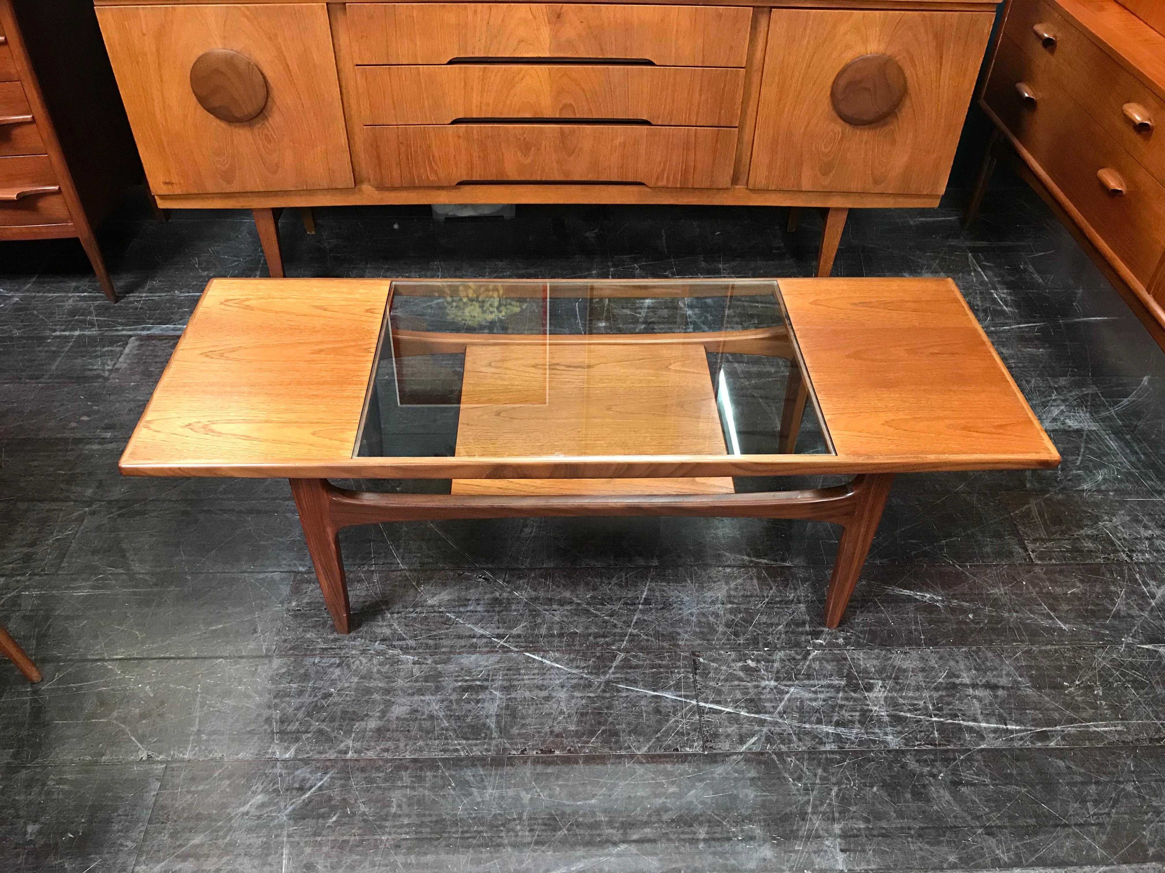 Rectangular Midcentury Teak and Glass Coffee Table by G-Plan For Sale 1