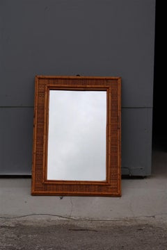 Rectangular Mirror Frame in Italian Bamboo of 1950 Straw