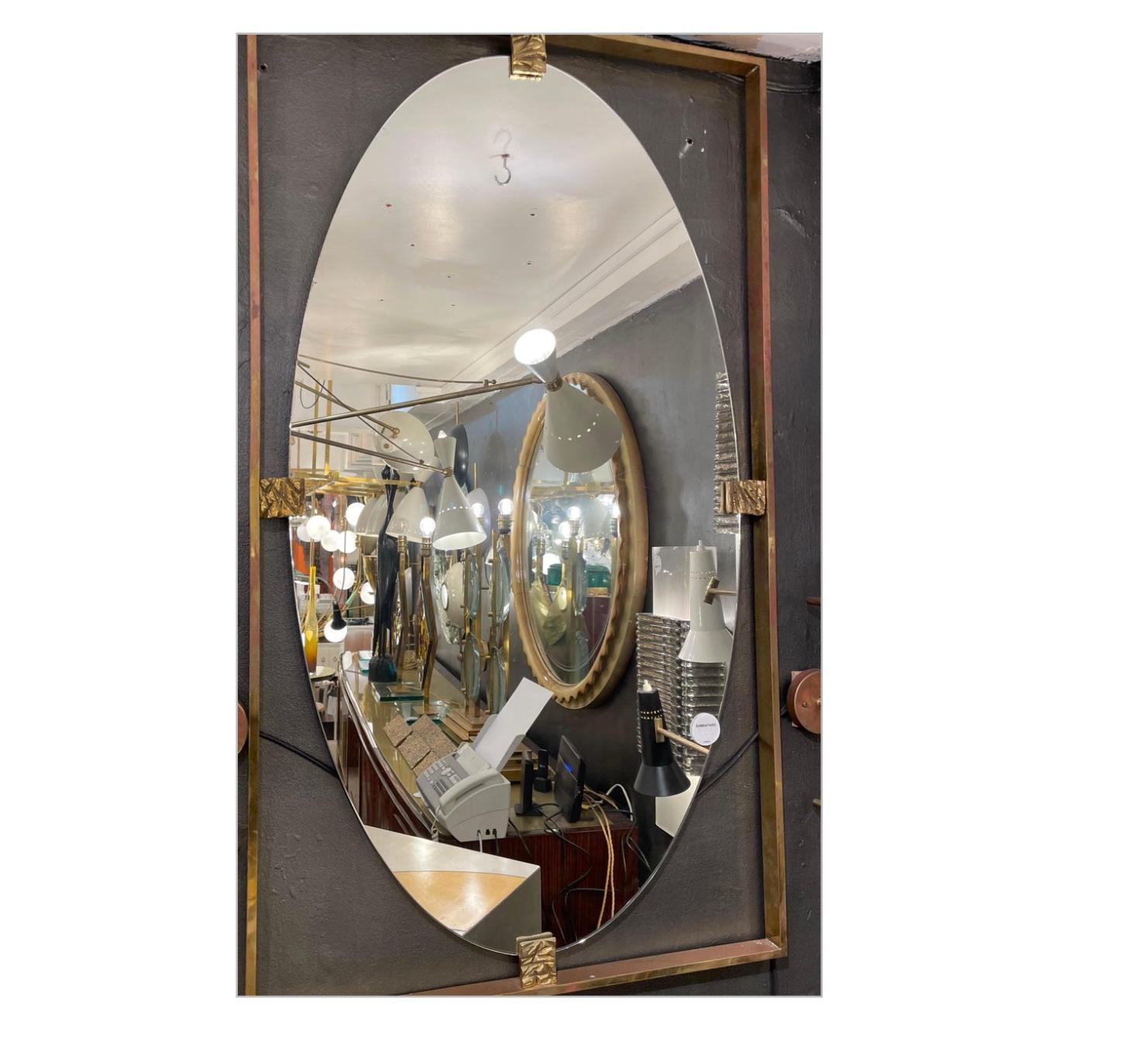 Late 20th Century Rectangular Mirror in Brass, circa 1980 For Sale