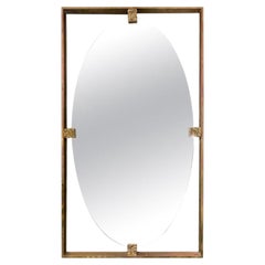 Vintage Rectangular Mirror in Brass, circa 1980