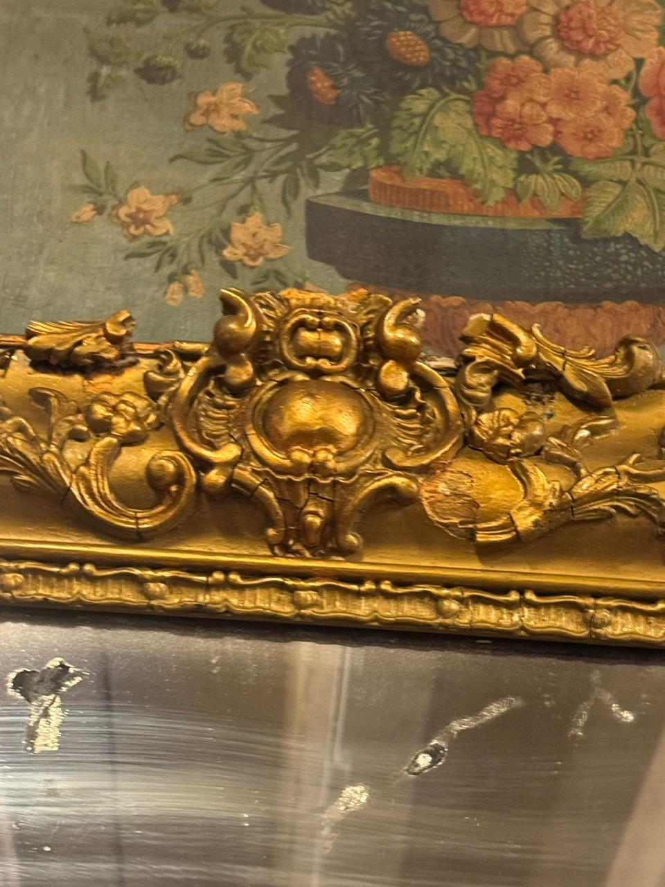 XIXe siècle Miroir rectangulaire en bois doré et sculpté, Italie en vente