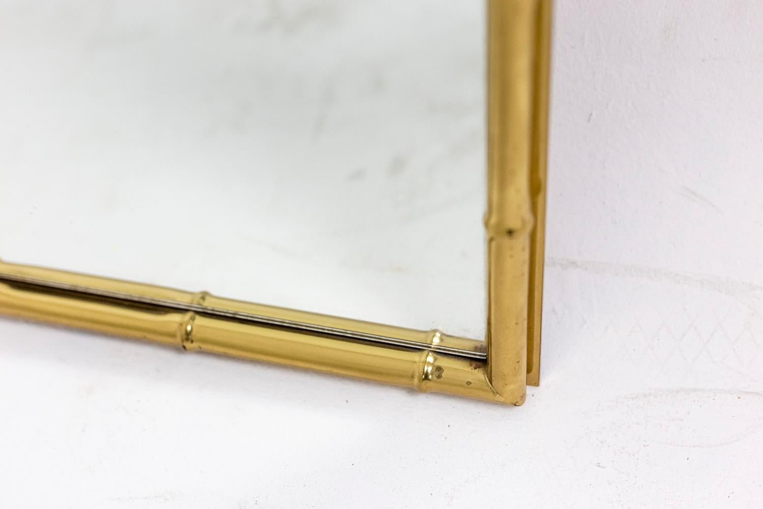 Brass Rectangular mirror in gilt brass, 1970's For Sale