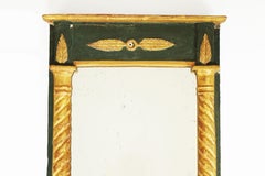 Rectangular Mirror in Green Lacquered & Gilded Wood, 19th Century French Empire