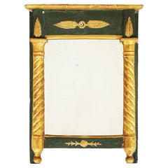 Rectangular Mirror in Green Lacquered & Gilded Wood, 19th Century French Empire