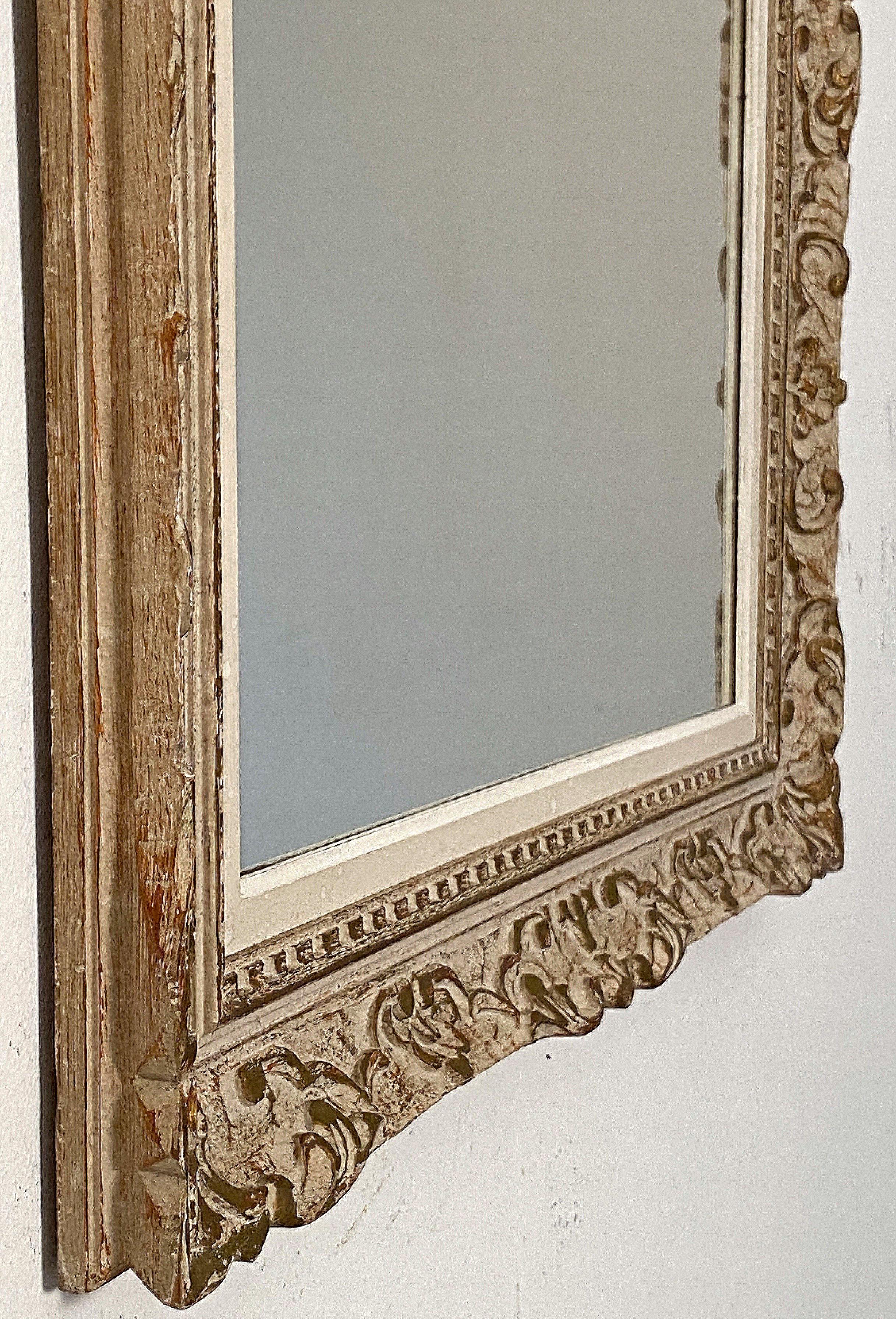 Carved Rectangular Mirror in Montparnasse Frame (H 39 3/8 x W 31 1/8) For Sale