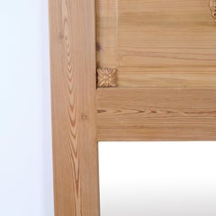 Rectangular Mirror in Pine with Carved Details from the 1940s