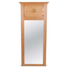 Rectangular Mirror in Pine with Carved Details from the 1940s