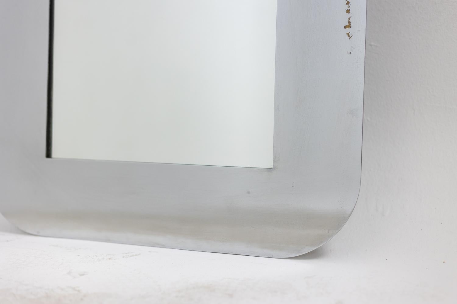 Polished Rectangular mirror in polished metal. Italy, 1970s For Sale