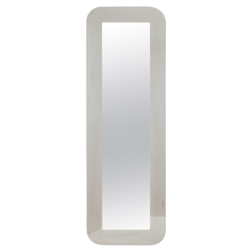 Rectangular mirror in polished metal. Italy, 1970s