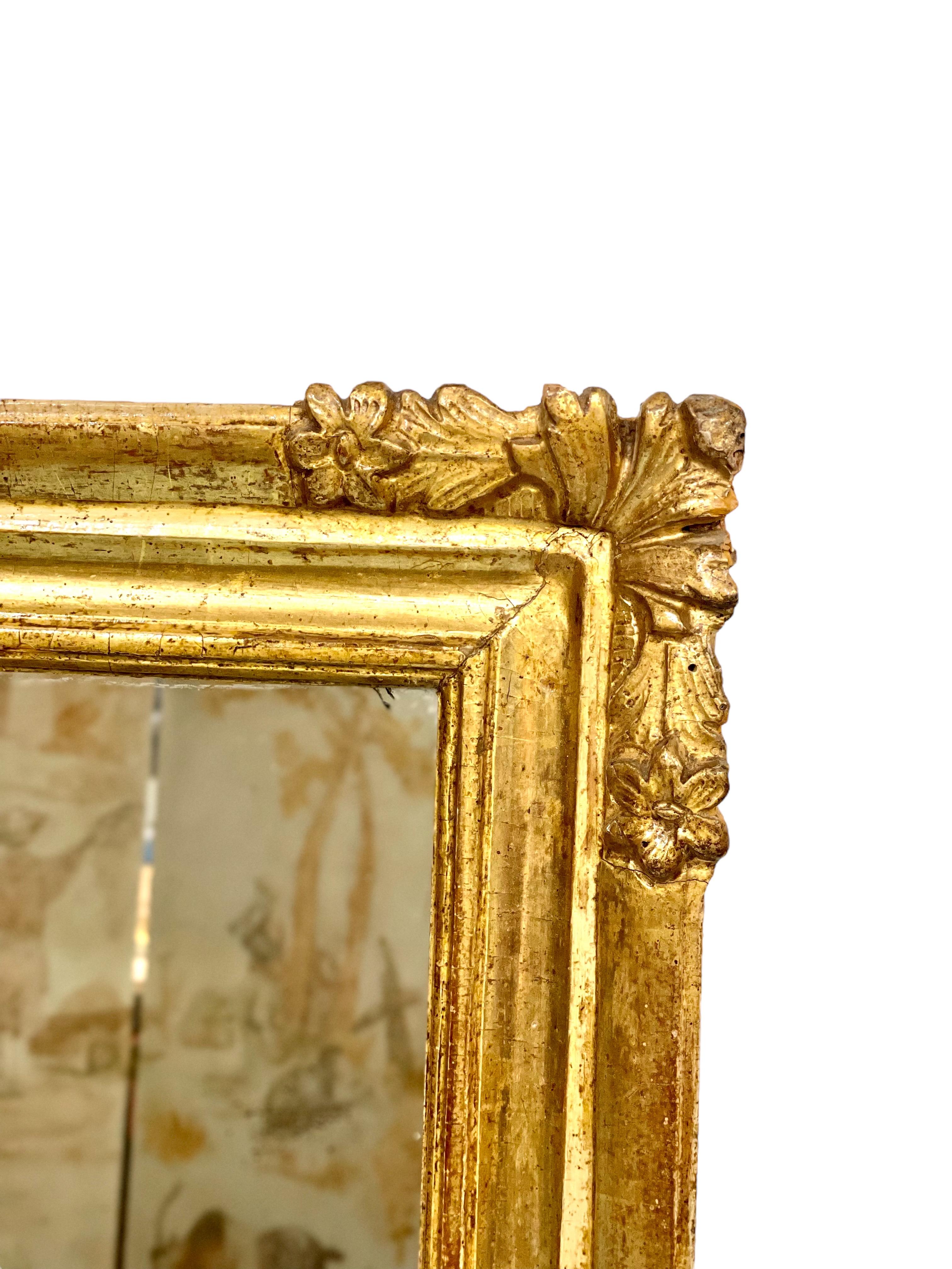 Hand-Carved Rectangular Mirror with Acanthus Design on Corners For Sale