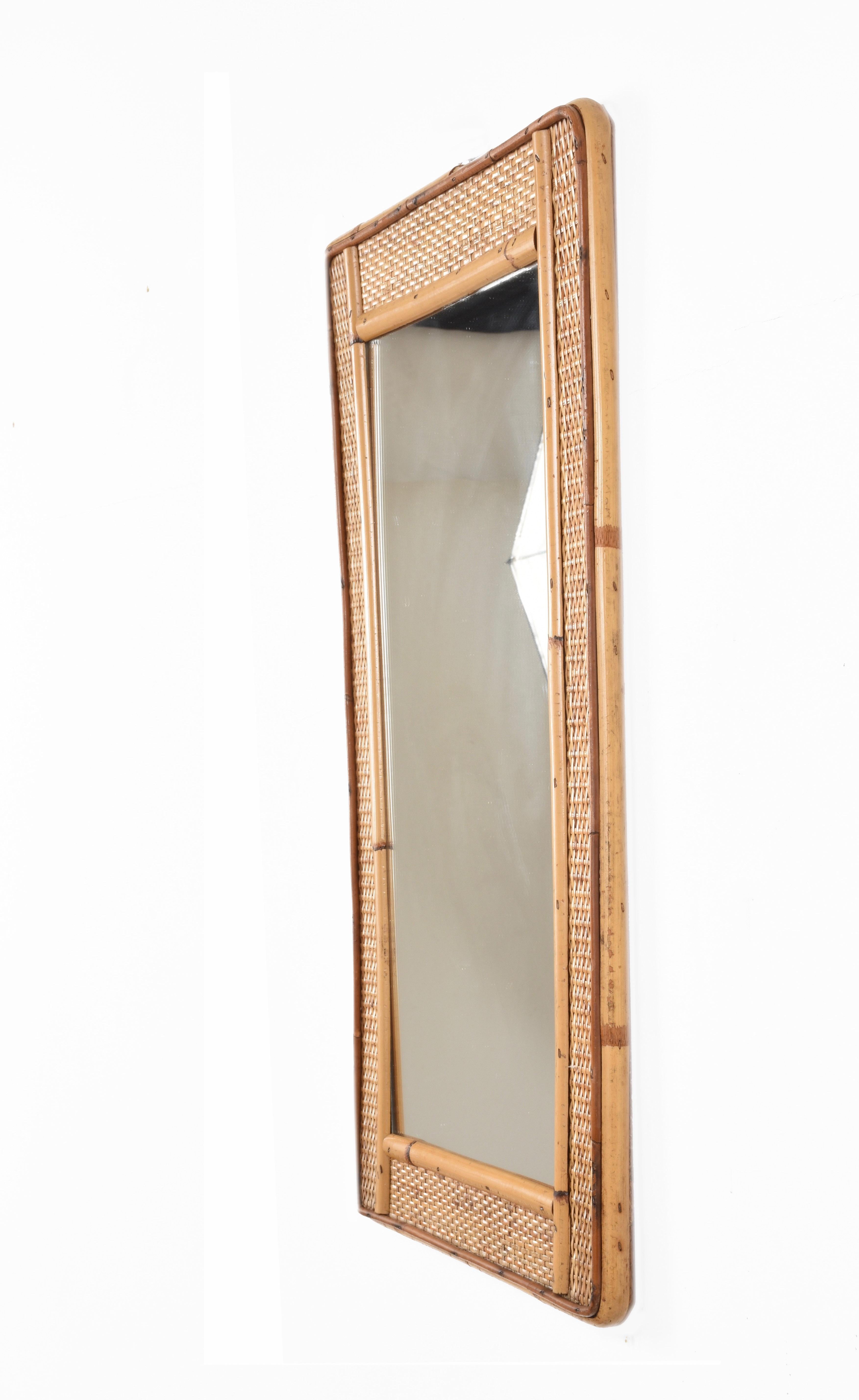rattan rectangular mirror
