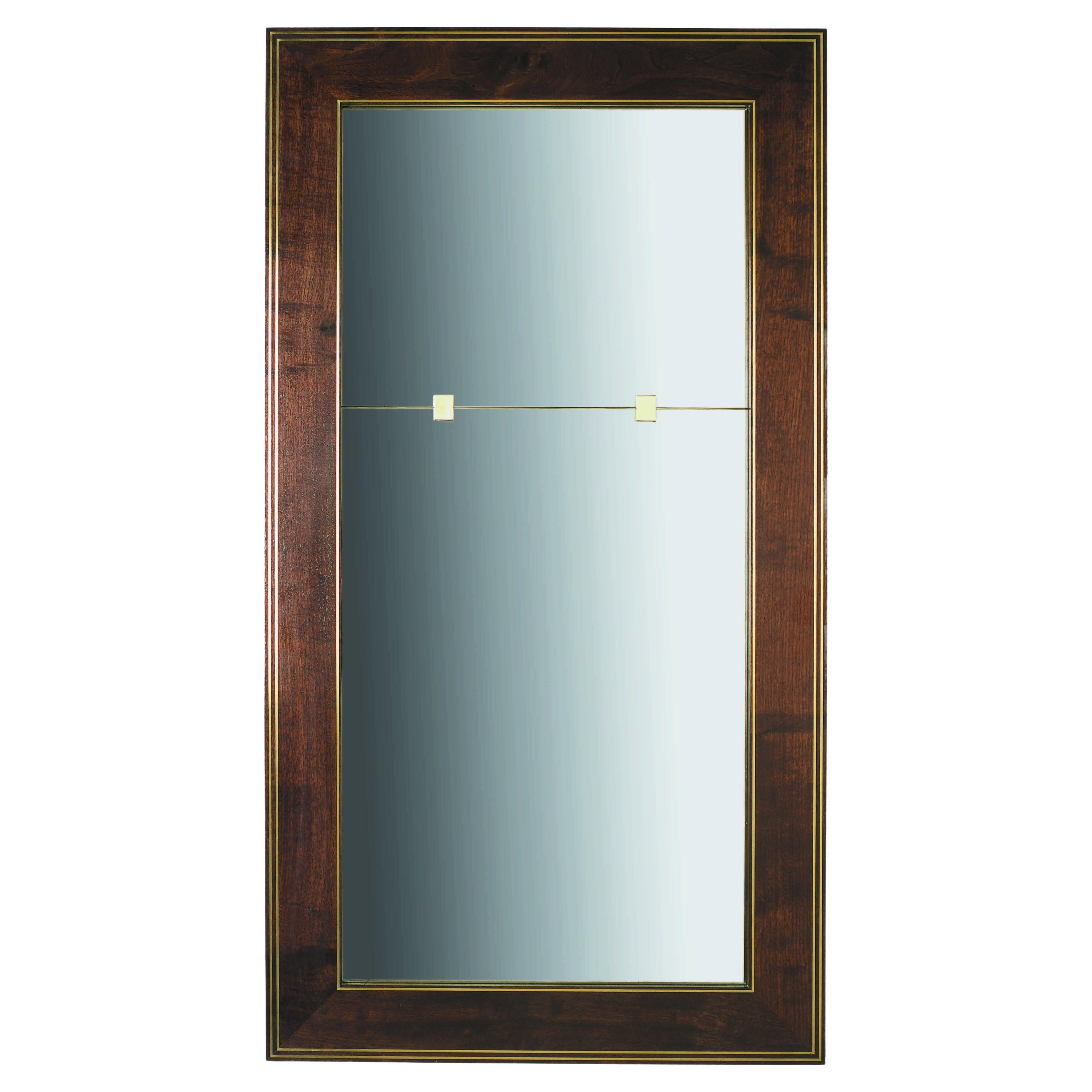 Rectangular Mirror with Brass Inlays