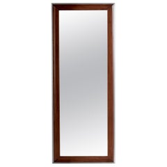 Rectangular Mirror with Brown Wooden Frame