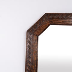 Rectangular Mirror with Carved Dark Oak Frame from the 1940s