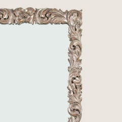 Rectangular Mirror with Carved Wood and Silver Gilt Frame