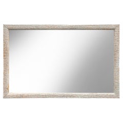 Antique Rectangular Mirror with Geometric Etched Gesso