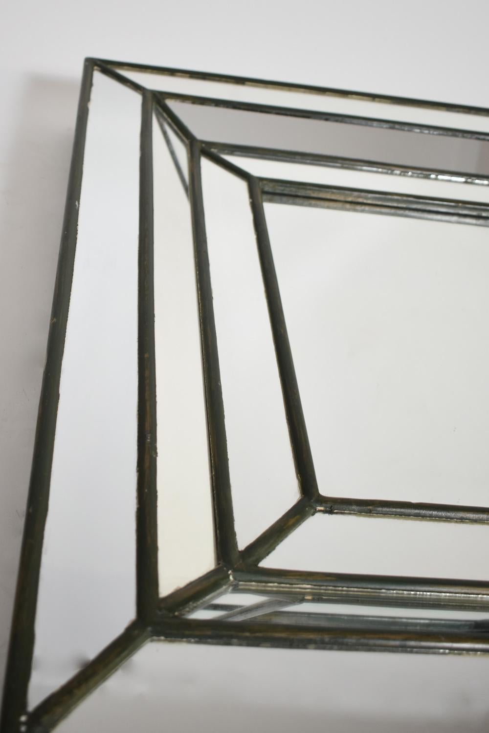 European Rectangular mirror with green glazing beads, 1960s. For Sale