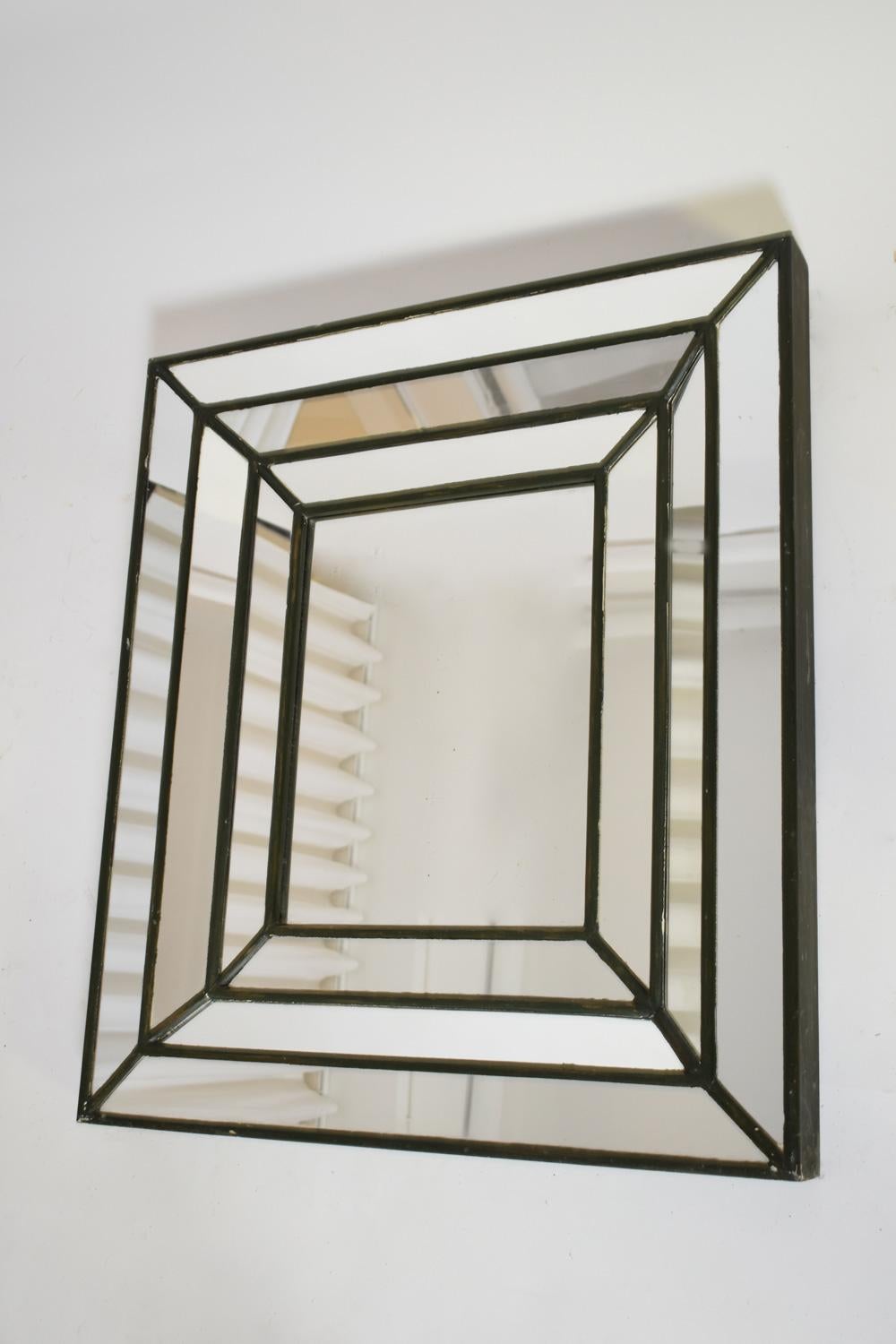 Mid-20th Century Rectangular mirror with green glazing beads, 1960s. For Sale