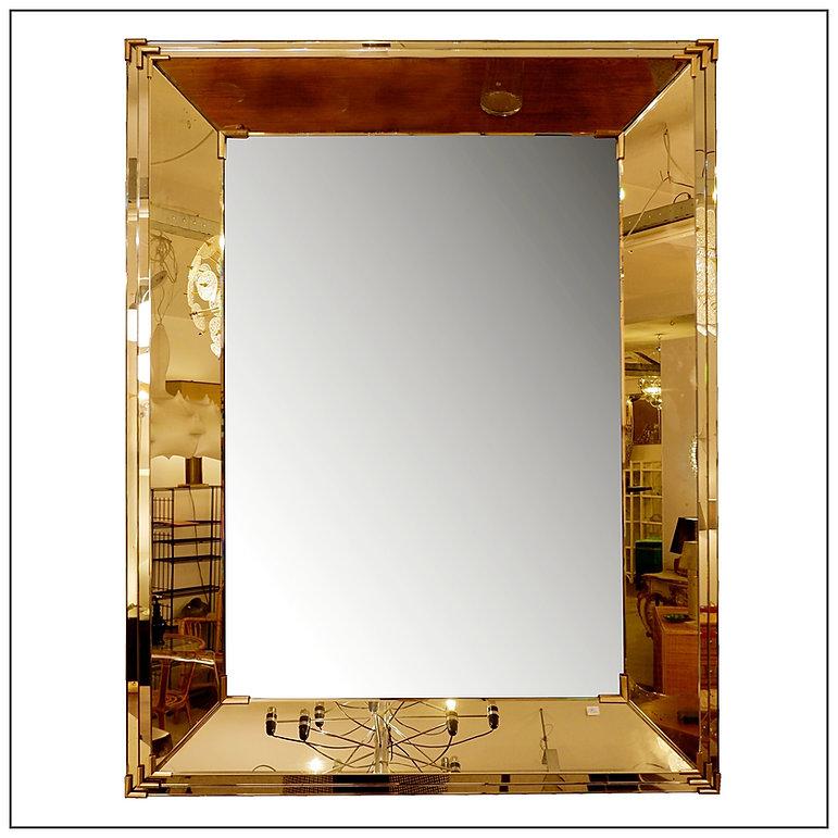 European Rectangular Mirror with pink parclose att. to Jacques Adnet, circa 1935 For Sale