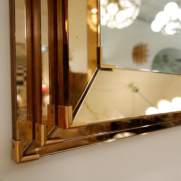 Rectangular Mirror with pink parclose att. to Jacques Adnet, circa 1935 For Sale 1