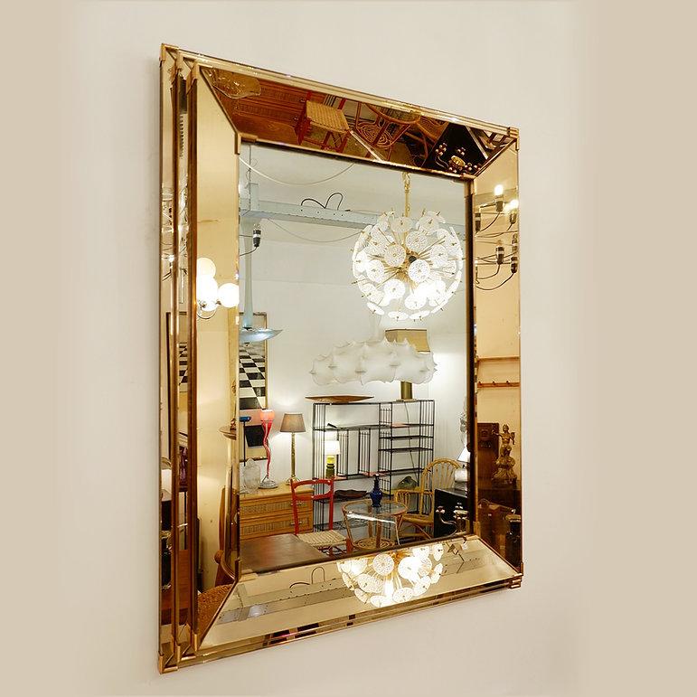 Rectangular Mirror with pink parclose att. to Jacques Adnet, circa 1935 For Sale 2