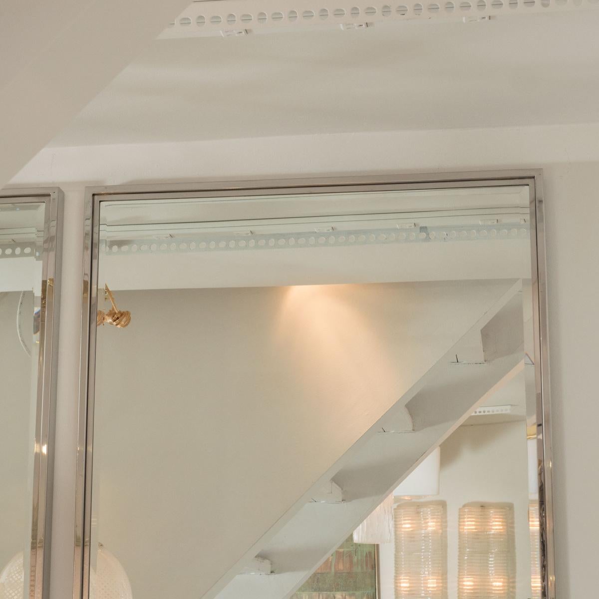 polished nickel rectangle mirror