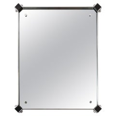 Rectangular Mirror with Stainless Steel Surround with Black Corner Details