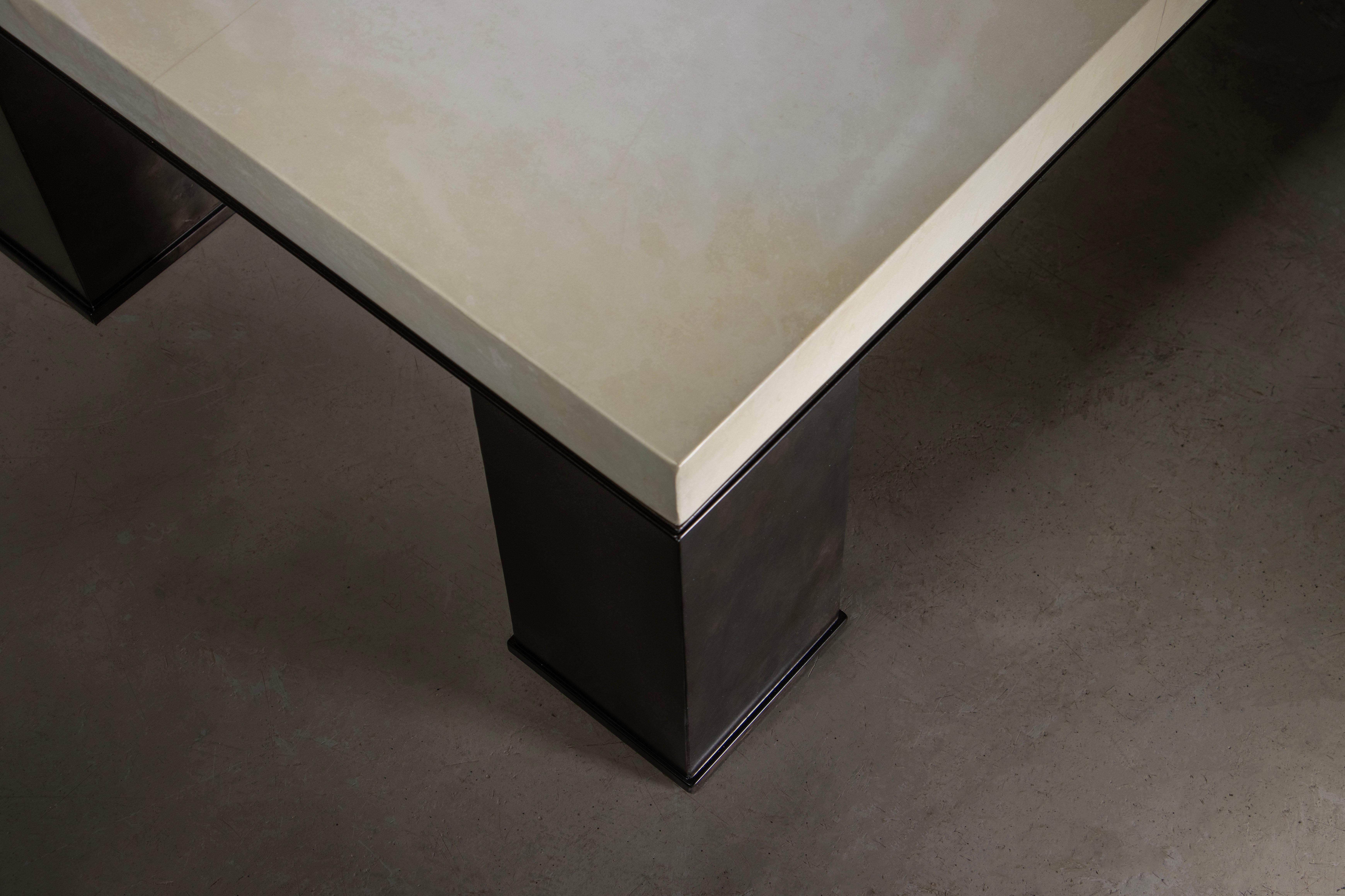 Rectangular Modern Metal and Parchment Coffee Table by Costantini, Michelangelo For Sale 6