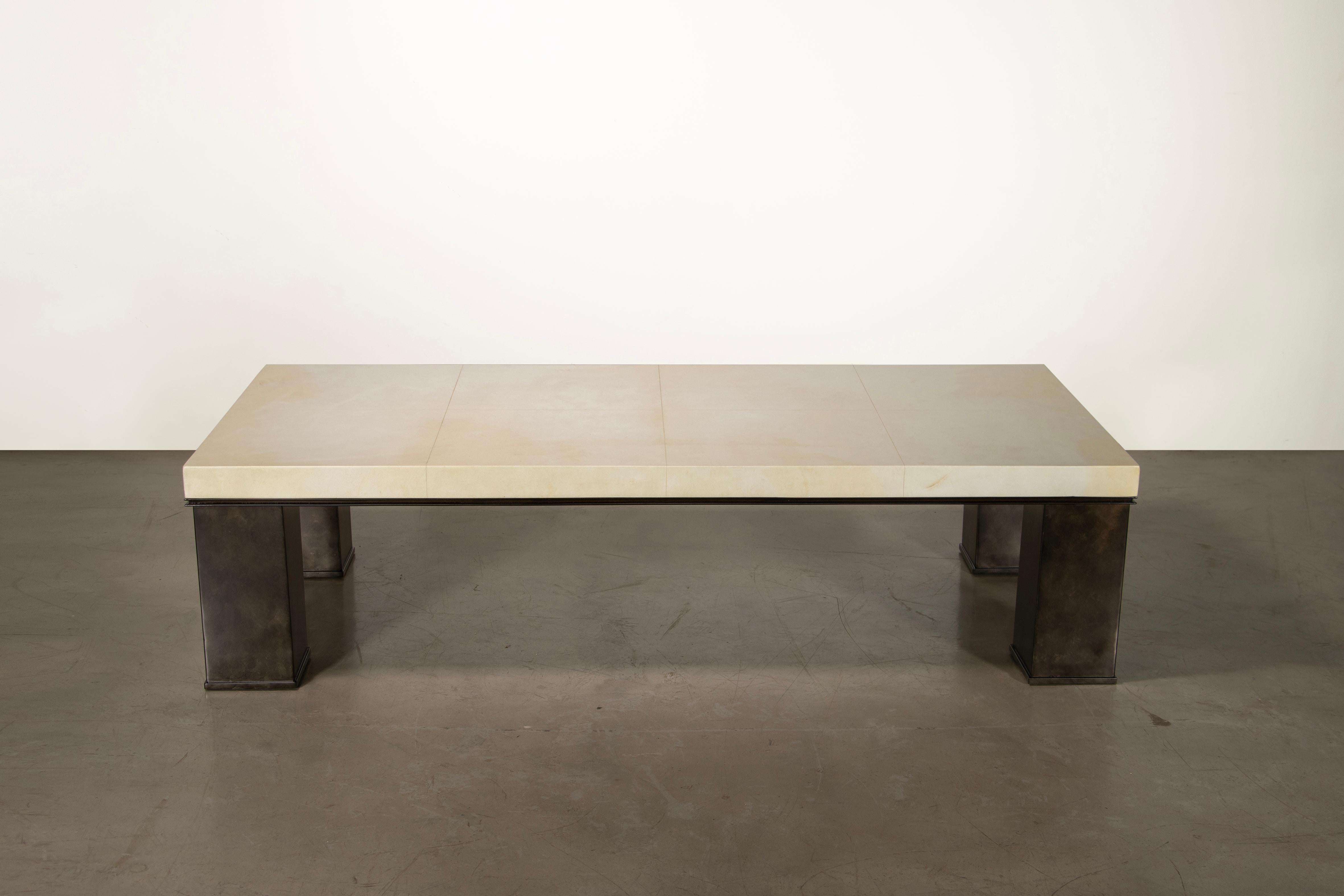 Argentine Rectangular Modern Metal and Parchment Coffee Table by Costantini, Michelangelo For Sale