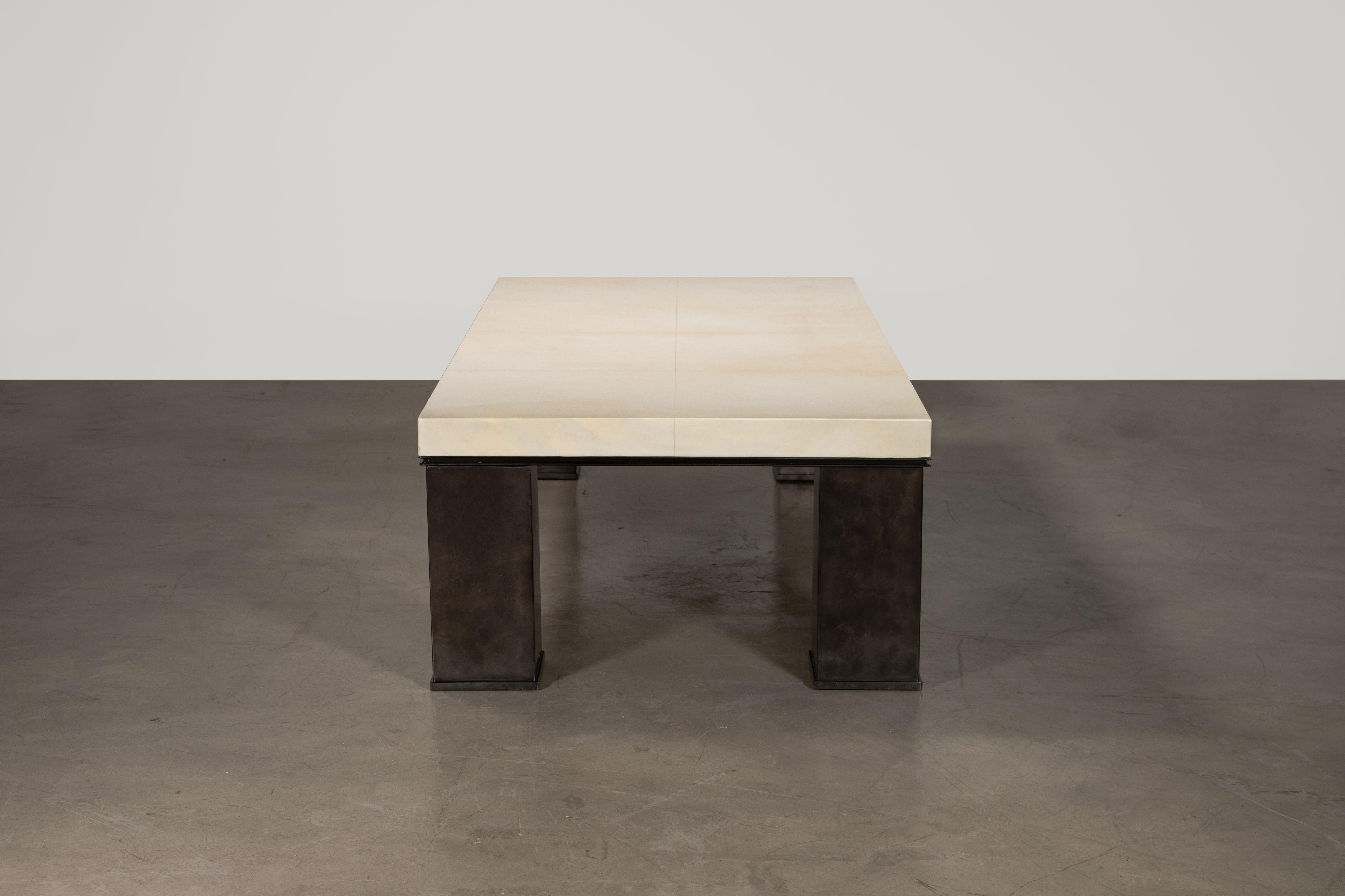 Rectangular Modern Metal and Parchment Coffee Table by Costantini, Michelangelo In New Condition For Sale In New York, NY