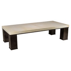 Rechteckiger moderner Couchtisch aus Metall und Pergament von Costantini, Michelangelo