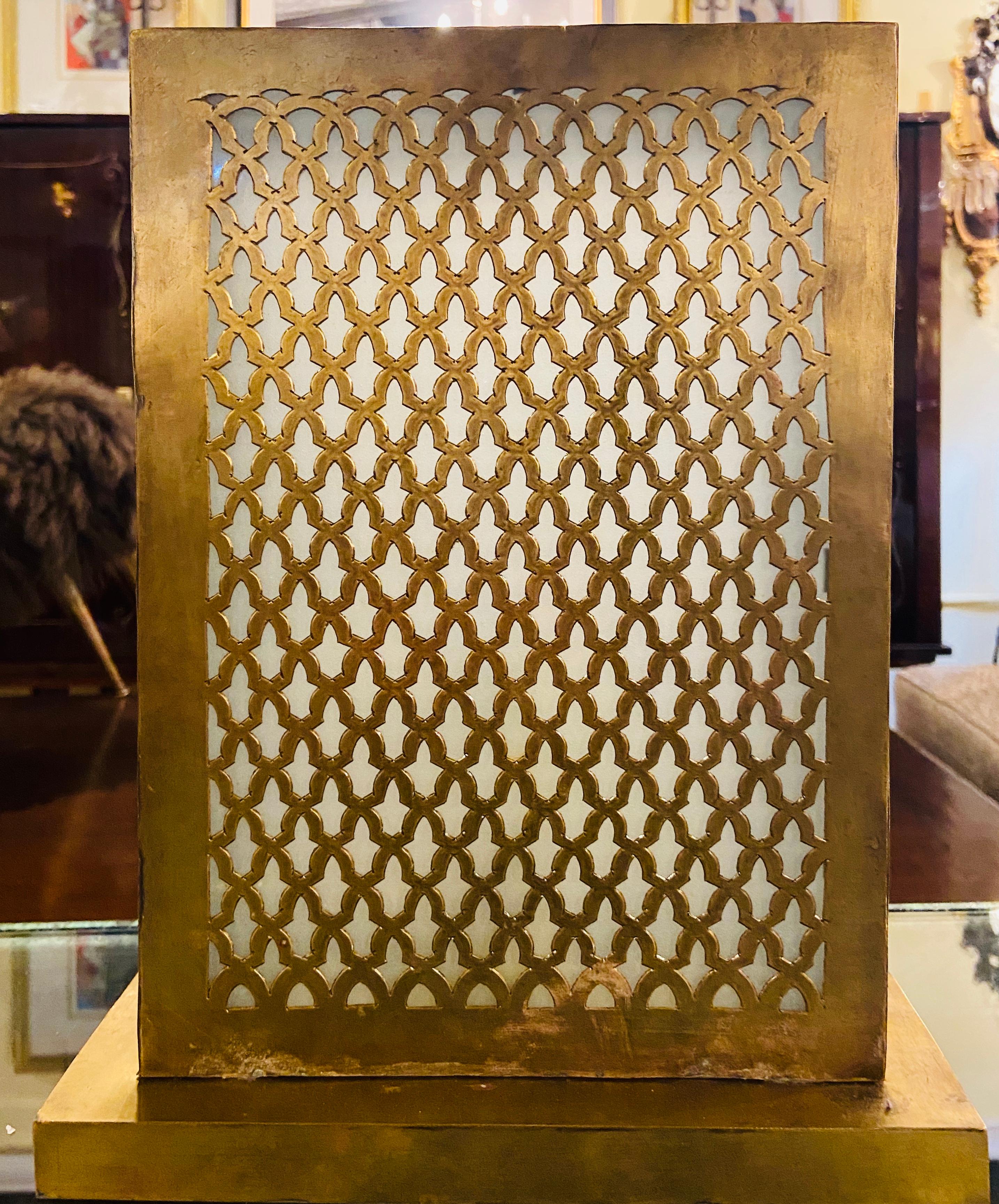 Rectangular Modern Moroccan Brass Table Lamp, a Pair 10