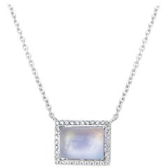 Rectangular Moonstone and Diamond Necklace