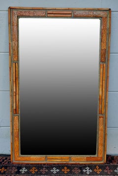 Rectangular Moroccan Camel Bone Mirror - Orange Dye